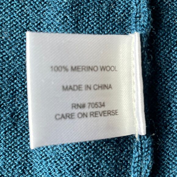 Orvis Teal Merino Wool V Neck Pullover Long Sleeve Sweater - Women's Size XS - Picture 7 of 8